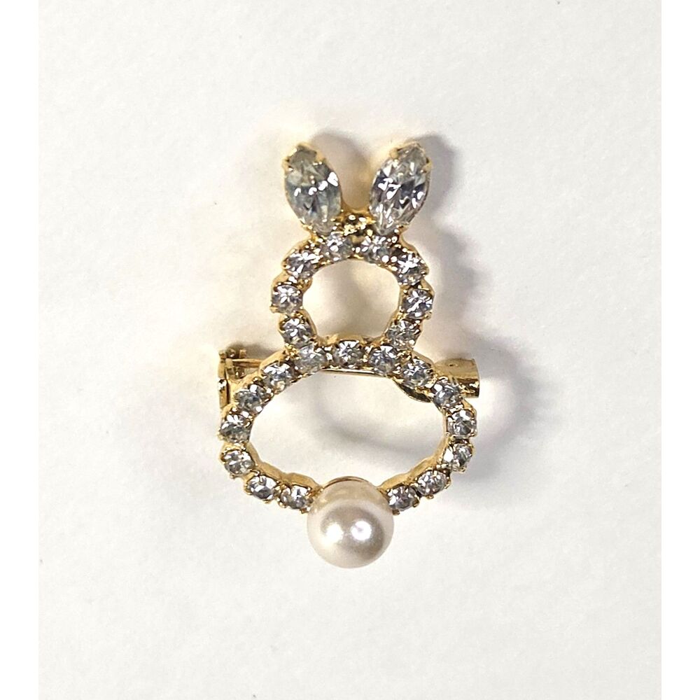Vintage Bunny Rhinestone Brooch